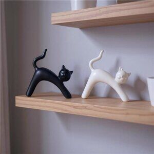 Statue Figurine Sculpture Home Decor, 2-Pack Cat Statue Set Gifts for Cat